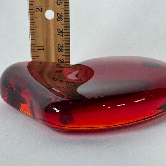 Tiffany & Co. Elsa Peretti Ruby Red Glass Heart Paperweight 4" - Picture 5 of 16